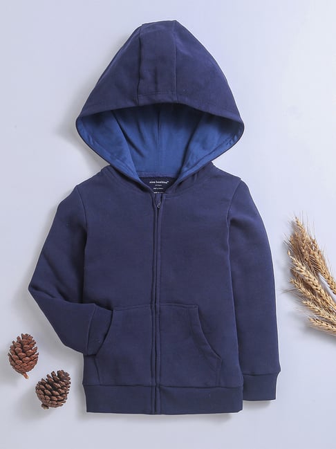 Nino Bambino Kids Navy Solid Full Sleeves Hoodie