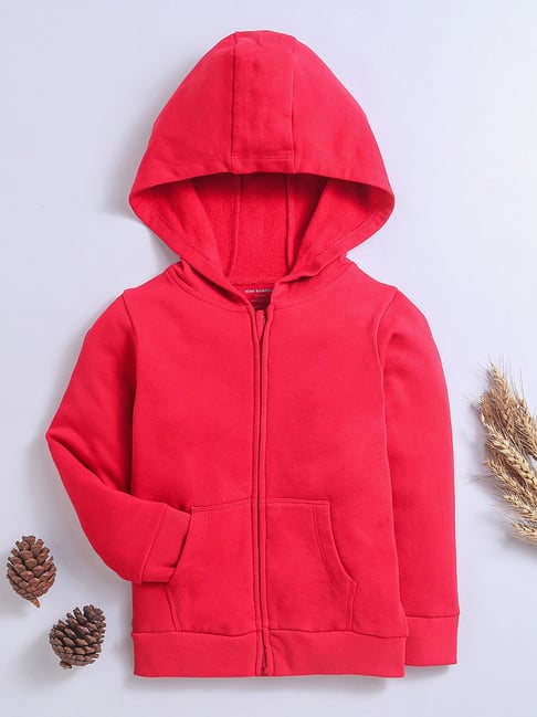 Nino Bambino Kids Red Solid Full Sleeves Hoodie