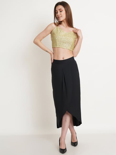 Gold skirt outlet black crop top