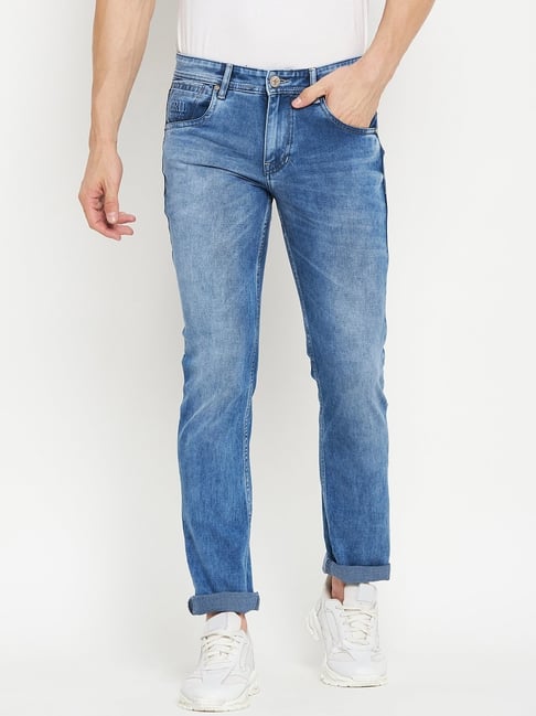 Buy Cantabil Light Blue Cotton Regular Fit Jeans for Mens Online