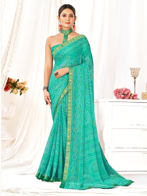 Handwoven Sea Green Banarasi Georgette Saree in Diagonal Weave – WeaverStory