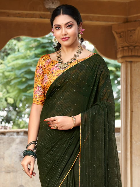 Buy Green Crepe Printed And Embroidered Ombre Skirt Saree With Blouse For  Women by Nikita Vishakha Online at Aza Fashions.