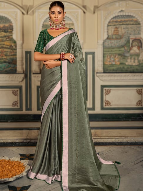 Chiffon Saree in Green with Plain - SR23298