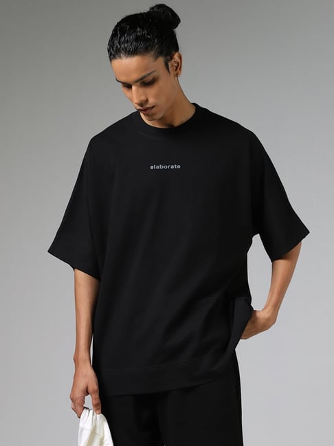 Studiofit by Westside Black Drop Shoulder Relaxed Fit T-Shirt