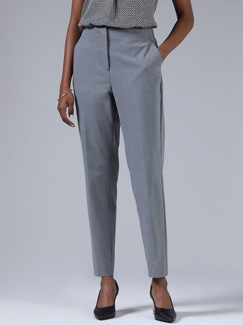 Buy HANGUP Formal Trousers Bottom Wear Slim Fit Formal Trousers Grey Color  online