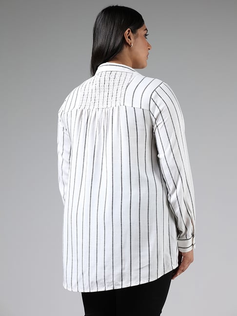 Striped high low sales top