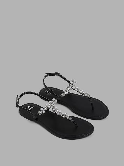 Buy Stylestry Stylish Ethnic Black Flat Sandals For Women & Girls/UK4 at  Amazon.in