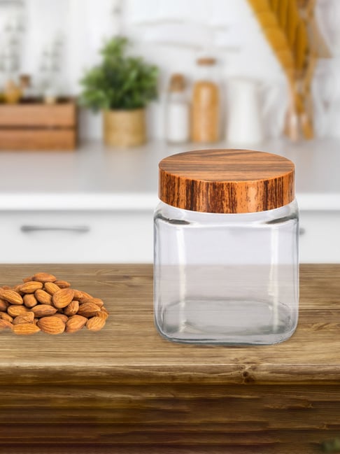 MasterClass Airtight Small Glass Food Storage Jar with Brass Lid