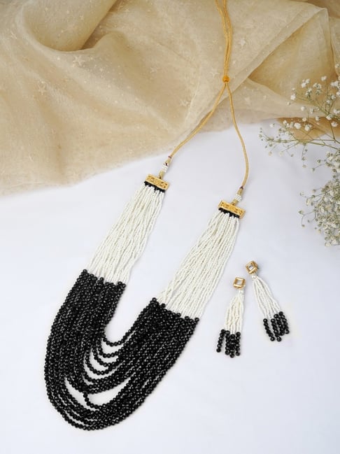 Black & White Handmade Glass Bead Necklace at Rs 199/set in New Delhi | ID:  2852166730630