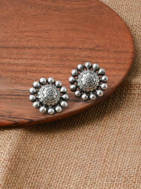 Teejh Gumtaz Siver Oxidized Stud Earrings-picture-48