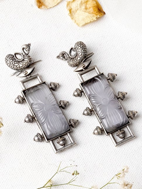 Buy Silver White Stone Earrings Online - Unniyarcha