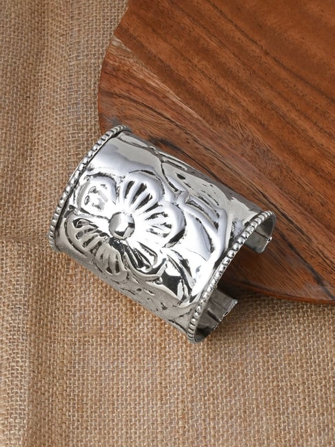 Teejh Yuvani Silver Oxidized Cuffs Bracelet-picture-25