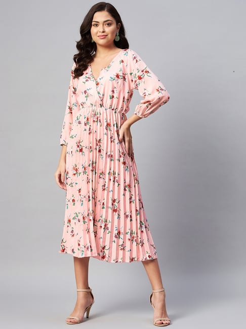 Melon by PlusS Light Pink Printed Midi Dress