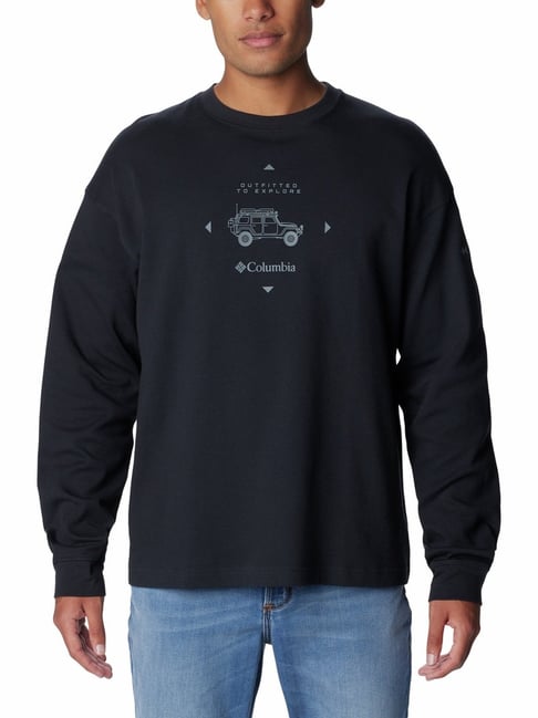 Columbia Black Regular Fit Printed T-Shirt