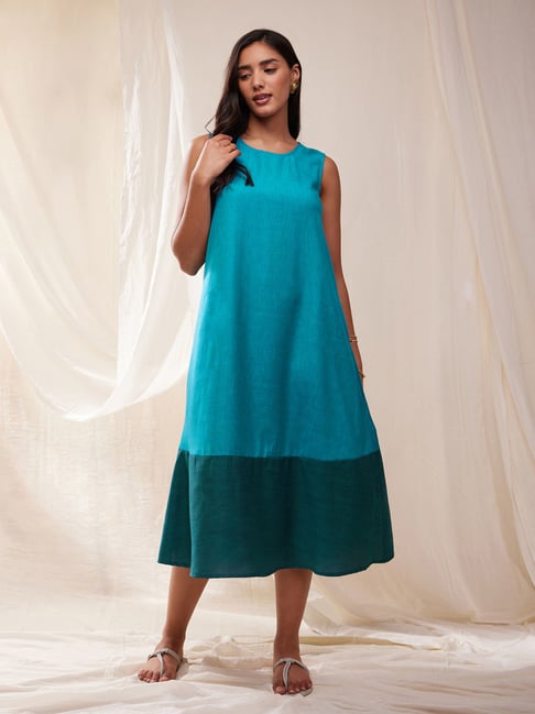 Gown with belt ARD422 ( XS , Teal blue ) - Dress - ALANKRITHA, Anthinad,  Kottayam, Kerala