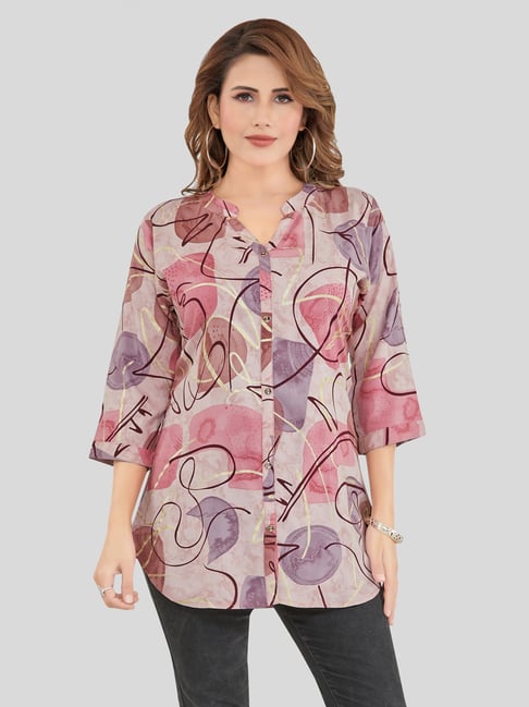 Saree Swarg Pink Printed A Line Kurti-picture-48