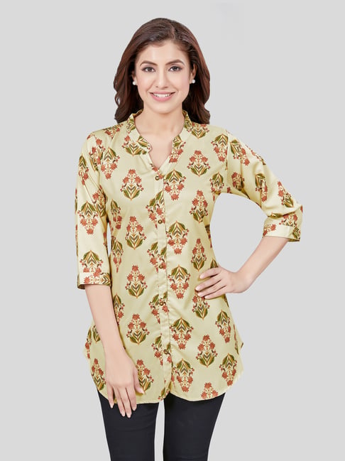 Saree Swarg Lime Green Printed A Line Kurti-picture-24