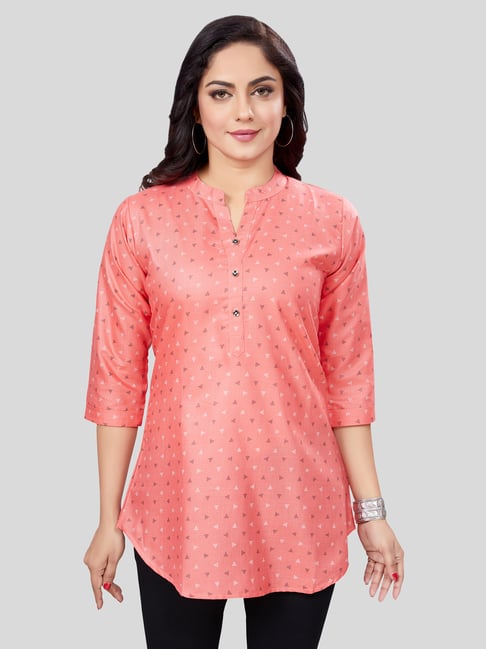 Saree Swarg Pink Printed A Line Kurti-picture-13