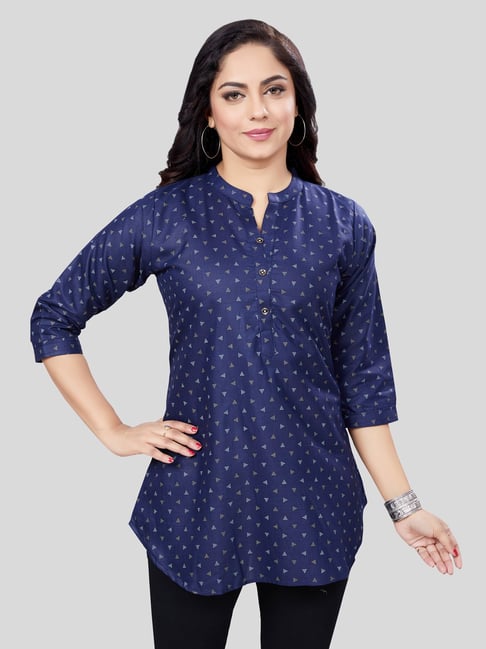 Saree Swarg Blue Printed A Line Kurti-picture-22