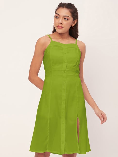 Lime green fitted dress best sale