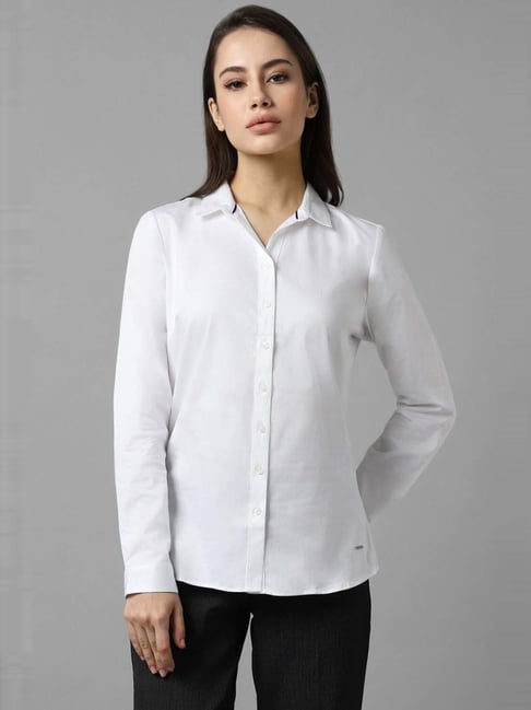 Buy Allen Solly White Cotton Formal Shirt for Women Online Tata CLiQ