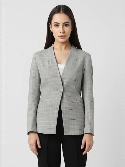 Buy Van Heusen Grey Chequered Blazer for Women Online Tata CLiQ