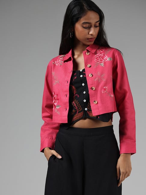 Floral embroidered outlet jacket