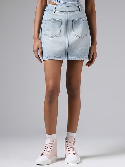 Free People Layla High Waisted Front Zipper Denim Mini Skirt | Dillard's