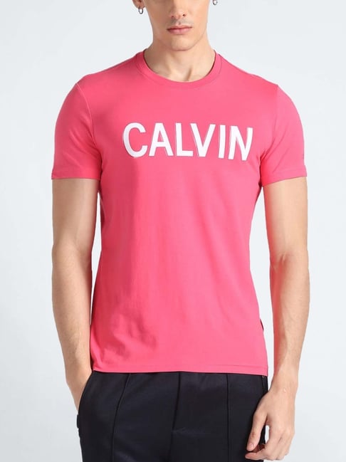 Calvin klein mens pink t shirt on sale