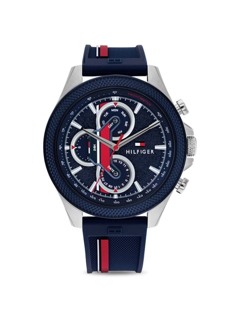 Tommy Hilfiger Men's stainless steel chronograph Watch T10174 leather strap