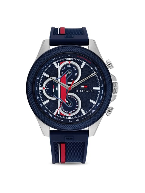 Tommy Hilfiger Men's stainless steel chronograph Watch T10174 leather strap