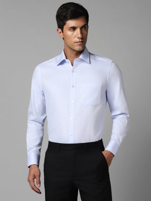 louis philippe blue cotton regular fit striped shirt