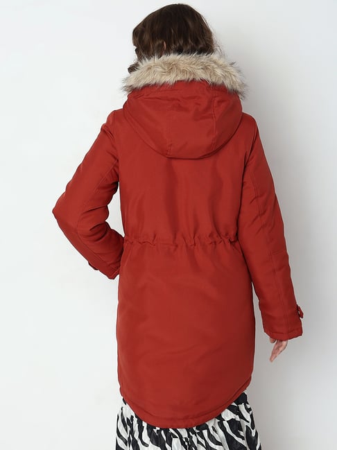 Red parka jacket