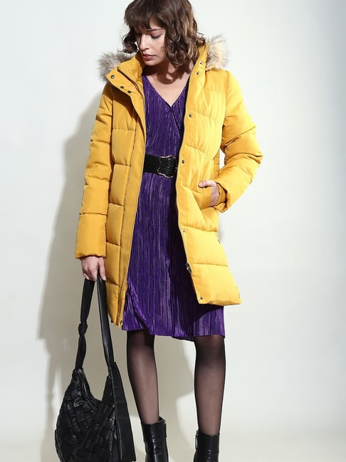 Vero Moda Yellow Regular Fit Puffer Coat