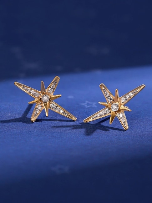Buy Mia by Tanishq Chic Cosmic Stars 14k Gold Stud Earrings Online At Best  Price @ Tata CLiQ