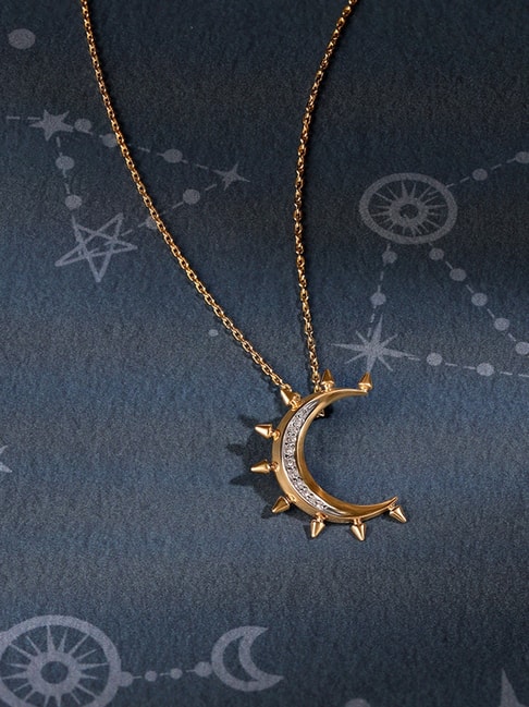 14k Gold Diamond Crescent Moon Necklace – StonedLove by Suzy