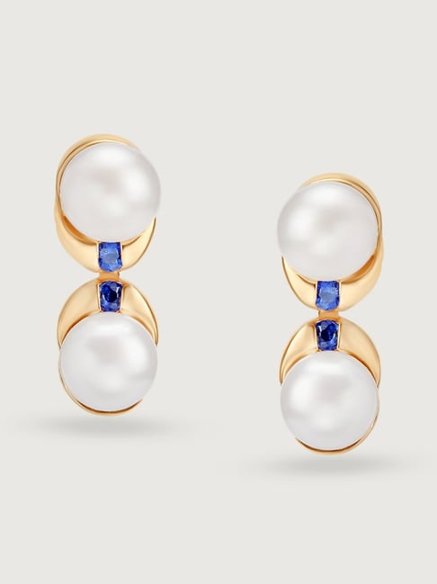 Contemporary Diamond with Pearls Stud Earrings