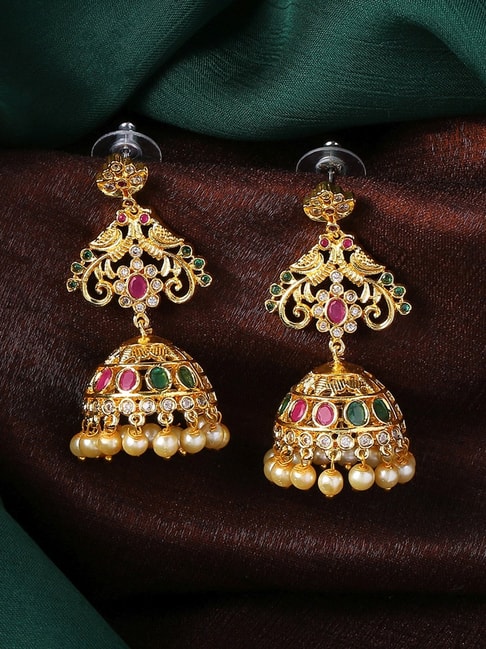 Silver Gold Plated Jaali Jhumki Hanging Pearl Earrings | Jewelry design  earrings, Gold jhumka earrings, Gold jewelry simple necklace