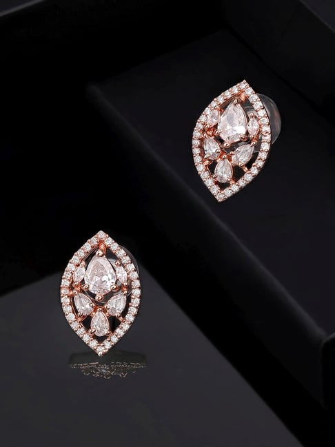 Estele Rose Gold-Plated CZ Sparkling Stud Earrings-picture-32