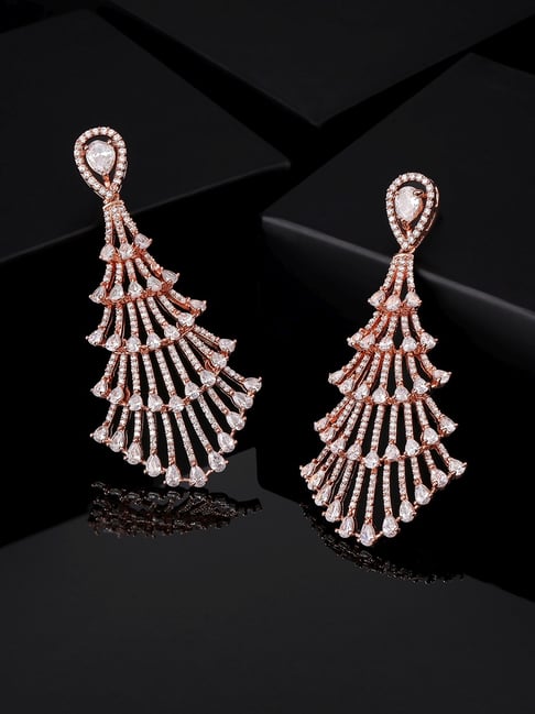 Estele Rose Gold-Plated CZ Astonishing Dangler Earrings-picture-39