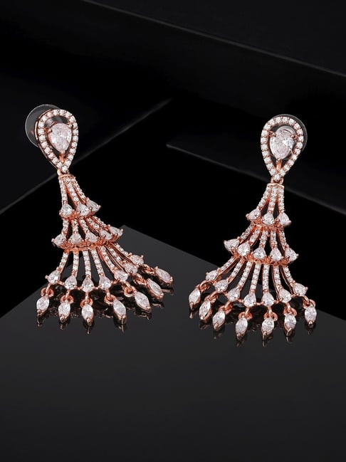 Estele Rose Gold-Plated CZ Beautiful Design Dangler Earrings-picture-27