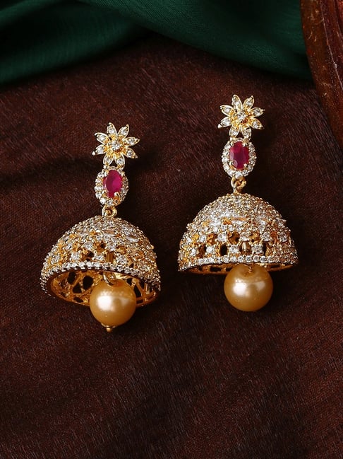Buy White & Rose Gold Earrings for Women by Joyalukkas Online | Ajio.com