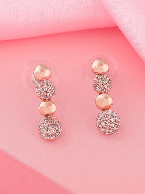 Estele Rose Gold-Plated CZ Elegant Design Dangler Earrings-picture-29