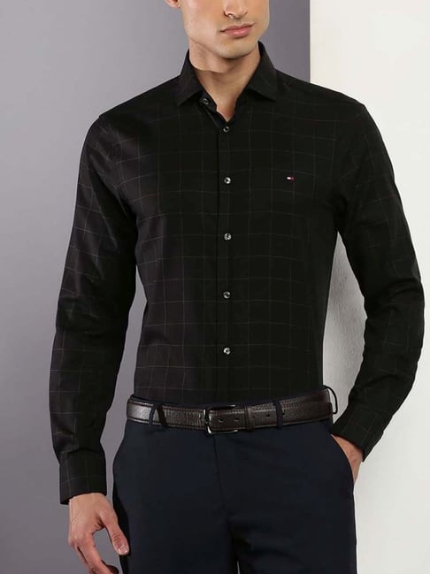 tommy hilfiger black slim fit shirt