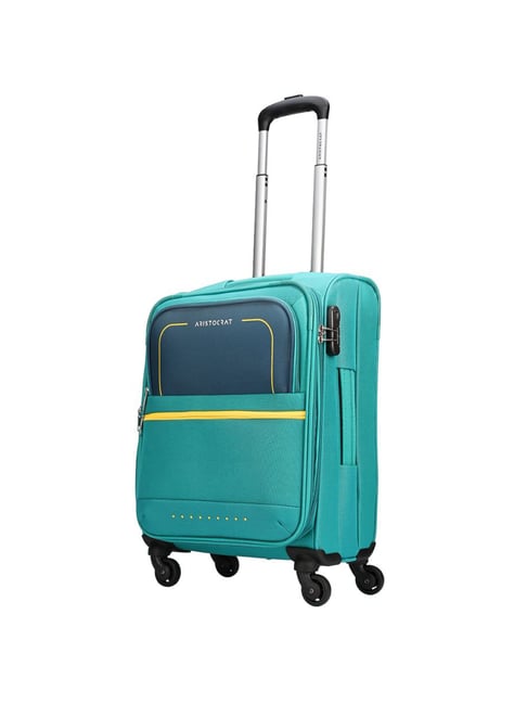 Buy Aristocrat Evolve Teal Blue Solid Soft Cabin Trolley Bag Online At Best Price Tata CLiQ