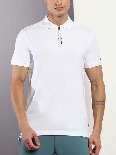 Buy Tommy Hilfiger White Cotton Slim Fit Polo T Shirt for Mens