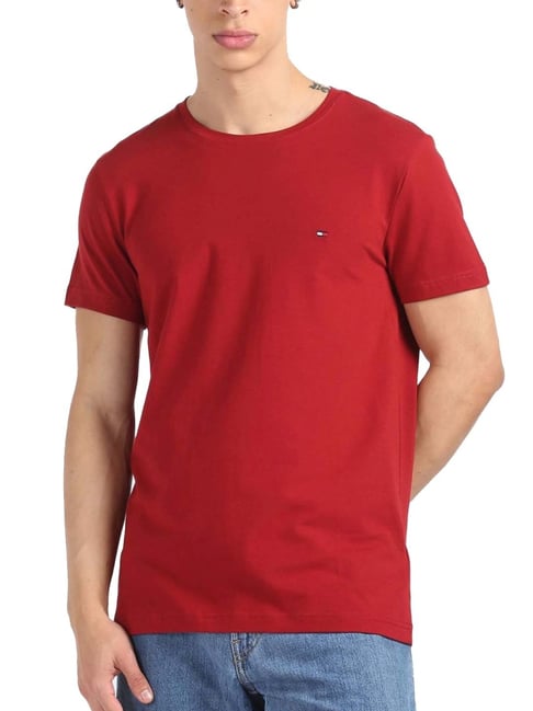 Buy Tommy Hilfiger Regatta Red Cotton Slim Fit T-Shirt for Mens