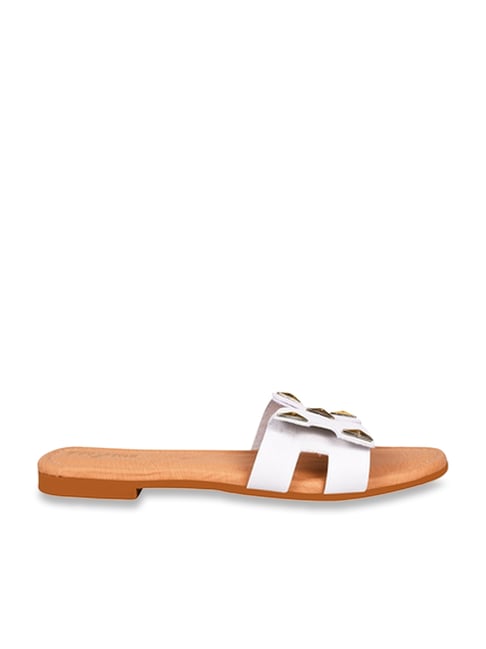 White 2 strap sandals hot sale