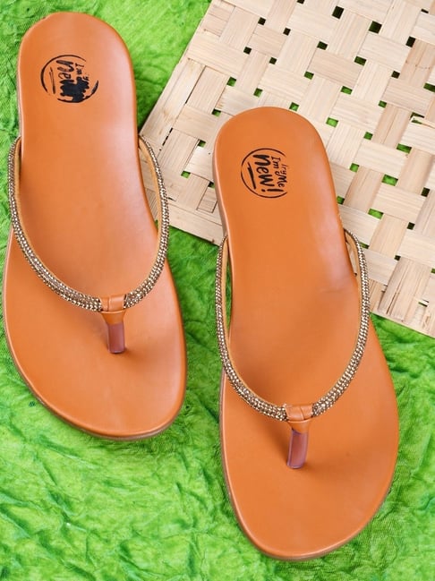 Buy The White Pole Women's Orange Casual Sandals for Women at Best