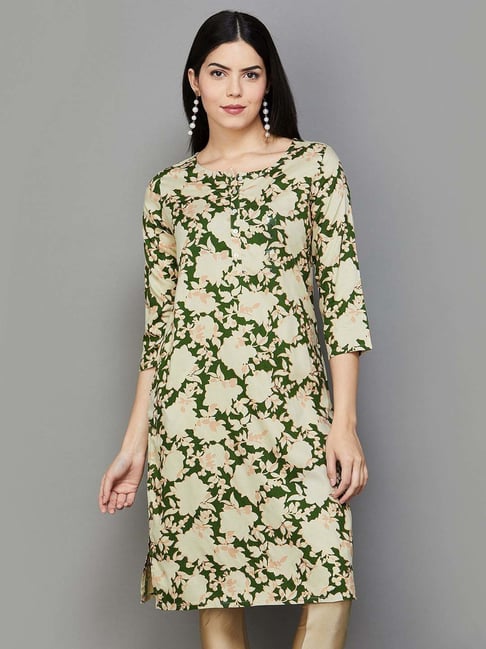 Melange floral print straight kurta hotsell